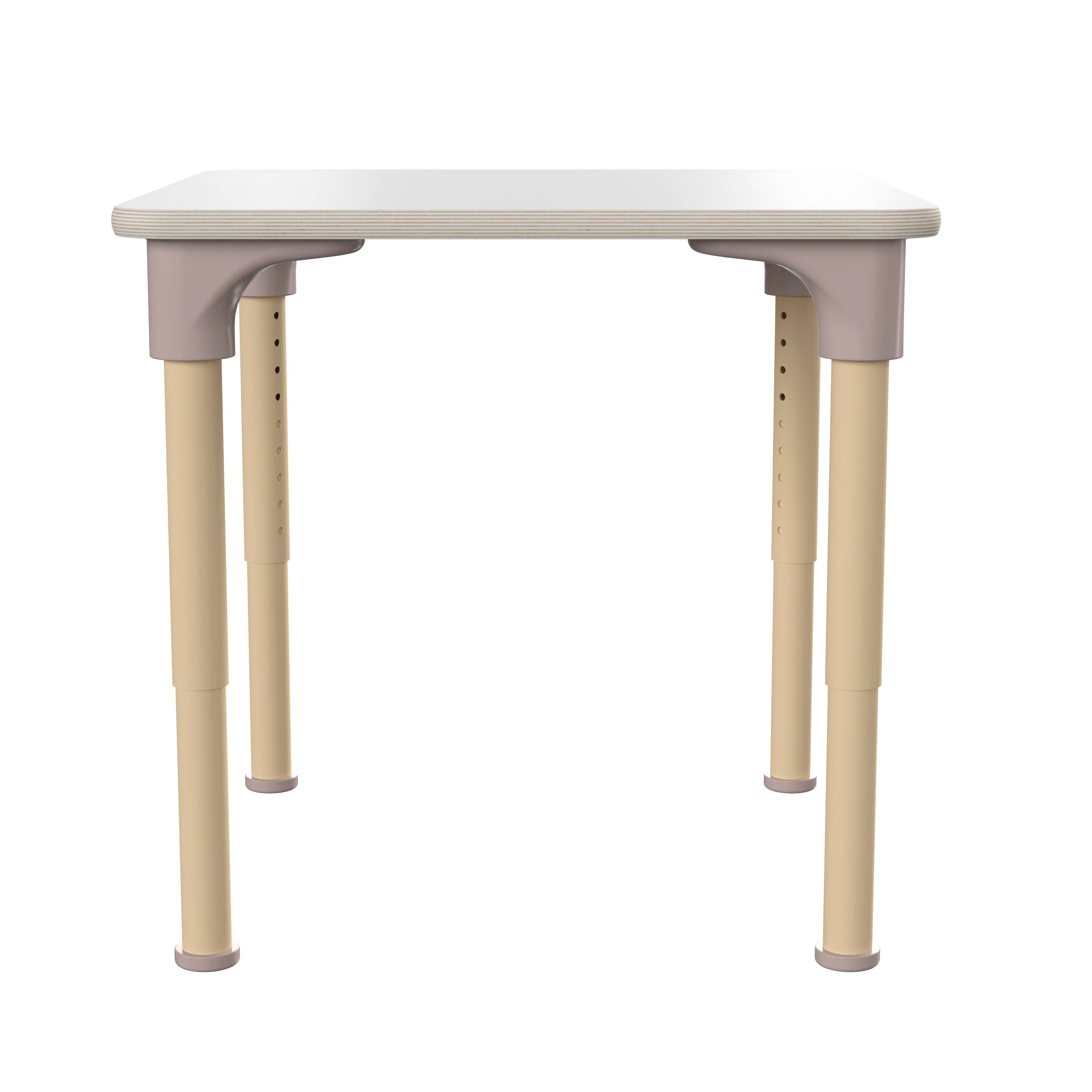 Left. Flash Furniture - Bright Beginnings 24" Square Commercial Grade Wooden Adjustable Height Classroom Activity Table - Metal Legs Adjust From - White.