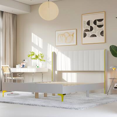 FUFU & GAGA FUFU&GAGA Steel Frame Storage Bed: LED Lights