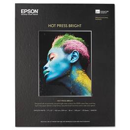 Epson - Hot Press Bright Fine Art Paper 17 x 22 inches Smooth Matte White - Pack of 25