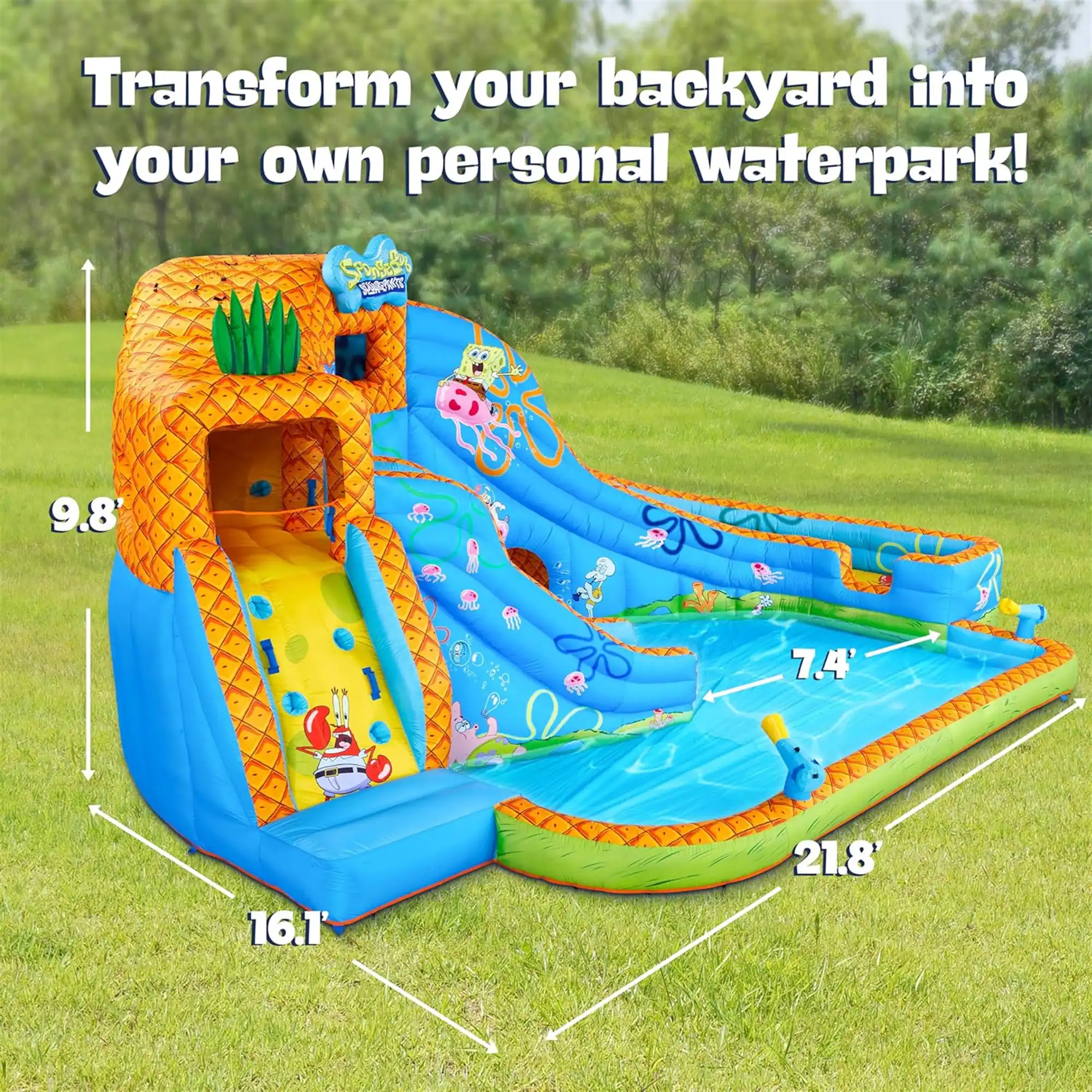 Transform your backyard into your own personal waterpark! SPOEBS 9.8 7.4' 16.1 21.8