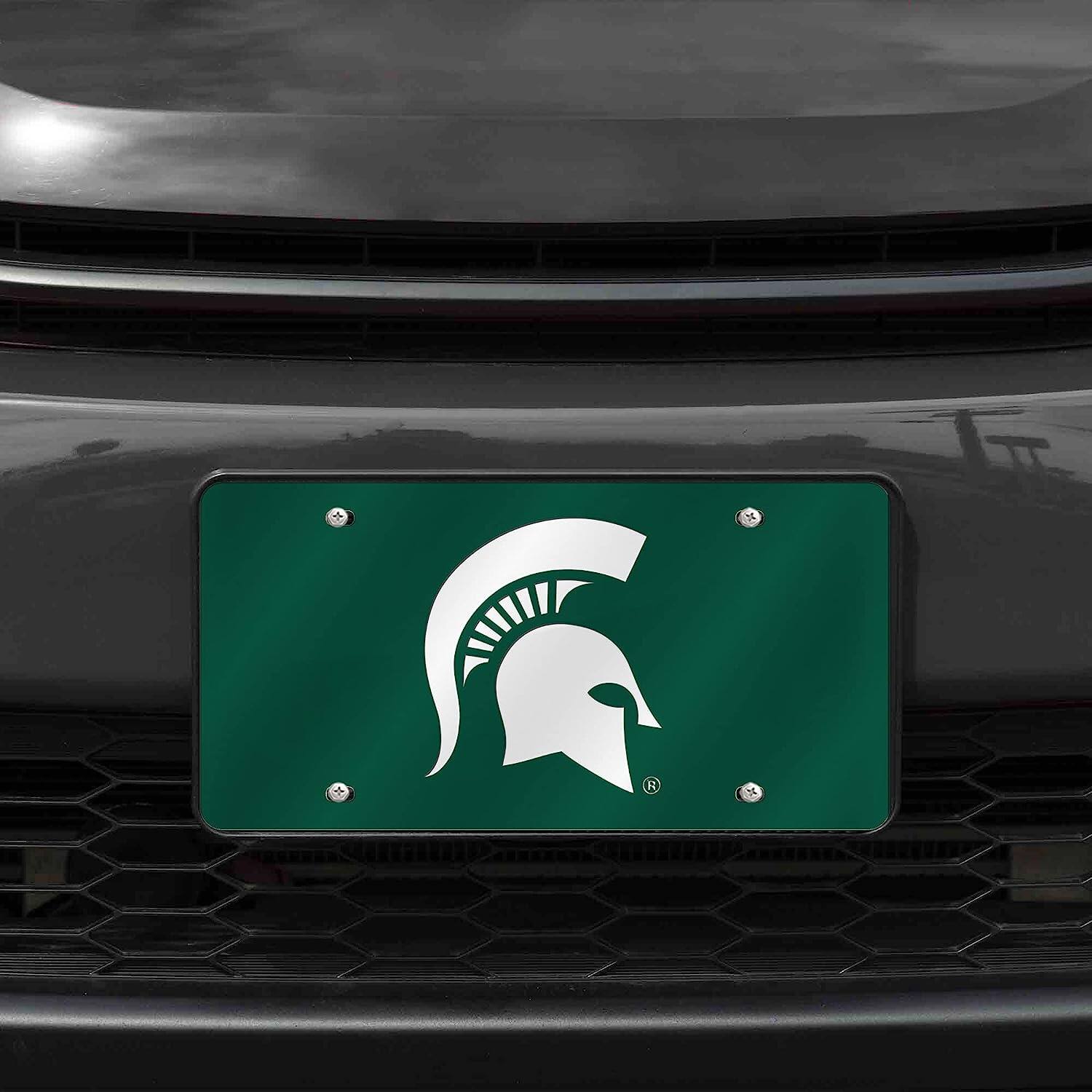 Alt View 1. Rico Industries - Michigan State Spartans Green Mirrored Laser Cut License Plate Laser Tag - Multi.