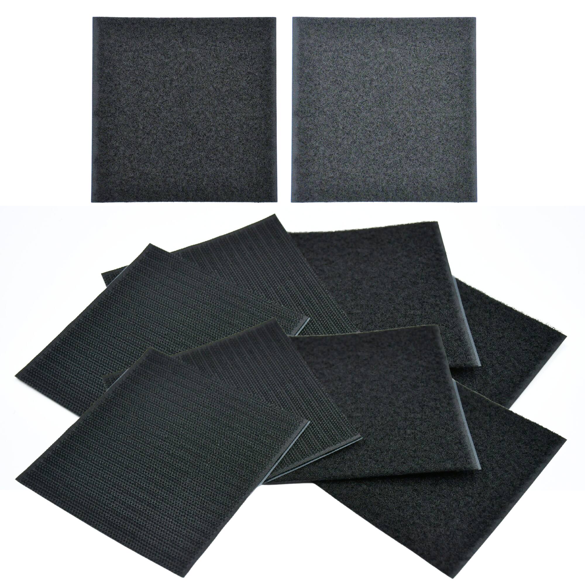 Alt View 2. Grizzly Supply - 4"x4" Adhesive Hook and Loop Square 2/pk - Black.
