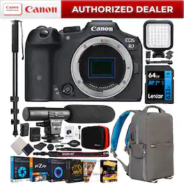 Canon - EOS R7 Mirrorless APS-C Camera with 4K Video 32.5MP CMOS Sensor Body Bundle
