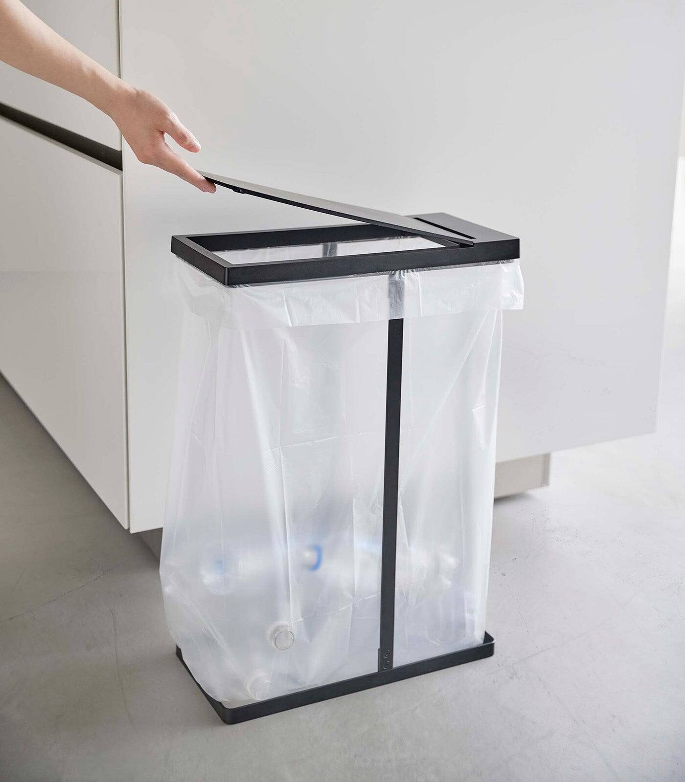 Alt View 10. Yamazaki Home - Lidded Garbage Bag Holder - Steel - Black.