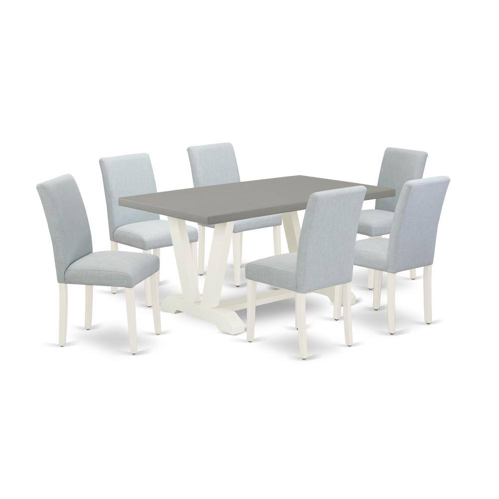 Left. East West Furniture - East West Furniture 7-Piece Dinette Set Includes 6 Dining Chairs with Upholstered Seat and High Back and a Rectangular - Multi-Color.