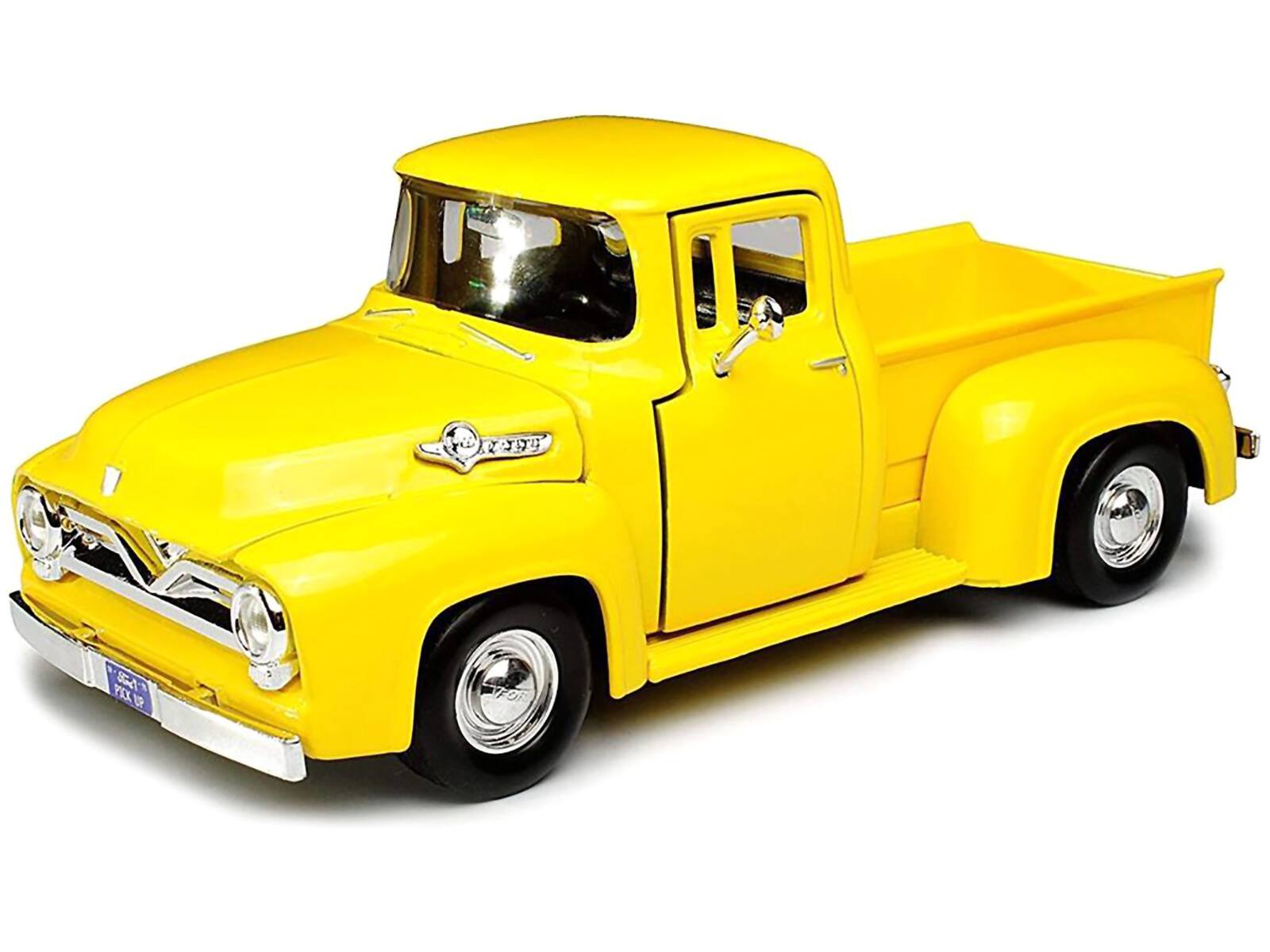Alt View 1. Motormax - 1955 Ford F-100 Pickup Truck Yellow 1/24 Diecast Model Car by Motormax.