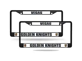 Rico Industries - Las Vegas Golden Knights Hockey Black Metal License Plate Frame - Set of 2 Frames - Multi