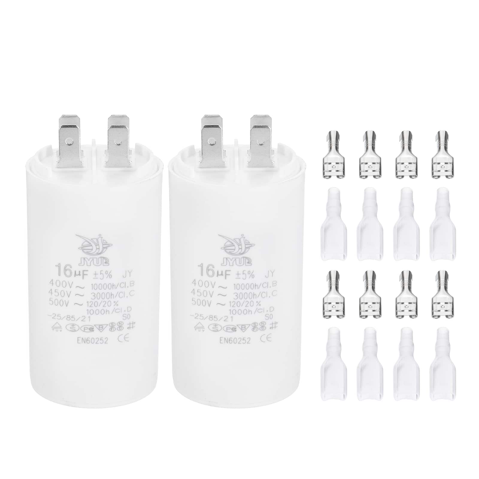 Unique Bargains - 2pcs 16uF CBB60 Run Capacitor, AC 450V 4 Pin Double Insert with Sheath Spring for Motor Start - White price history on PriceWatchPro