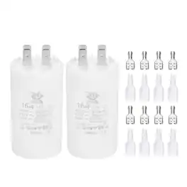 Unique Bargains - 2pcs 16uF CBB60 Run Capacitor, AC 450V 4 Pin Double Insert with Sheath Spring for Motor Start - White