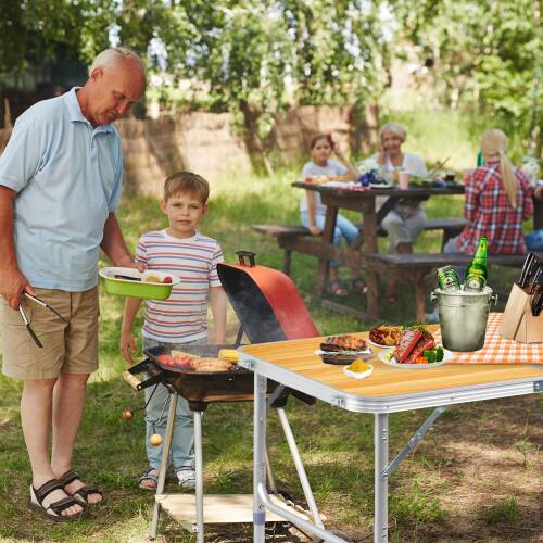 Alt View 9. Winado - 3FT Portable Folding Camping Table Aluminum with Adjustable Height, Carrying Handle Lightweight for Picnic Party Outdoor - Natural.