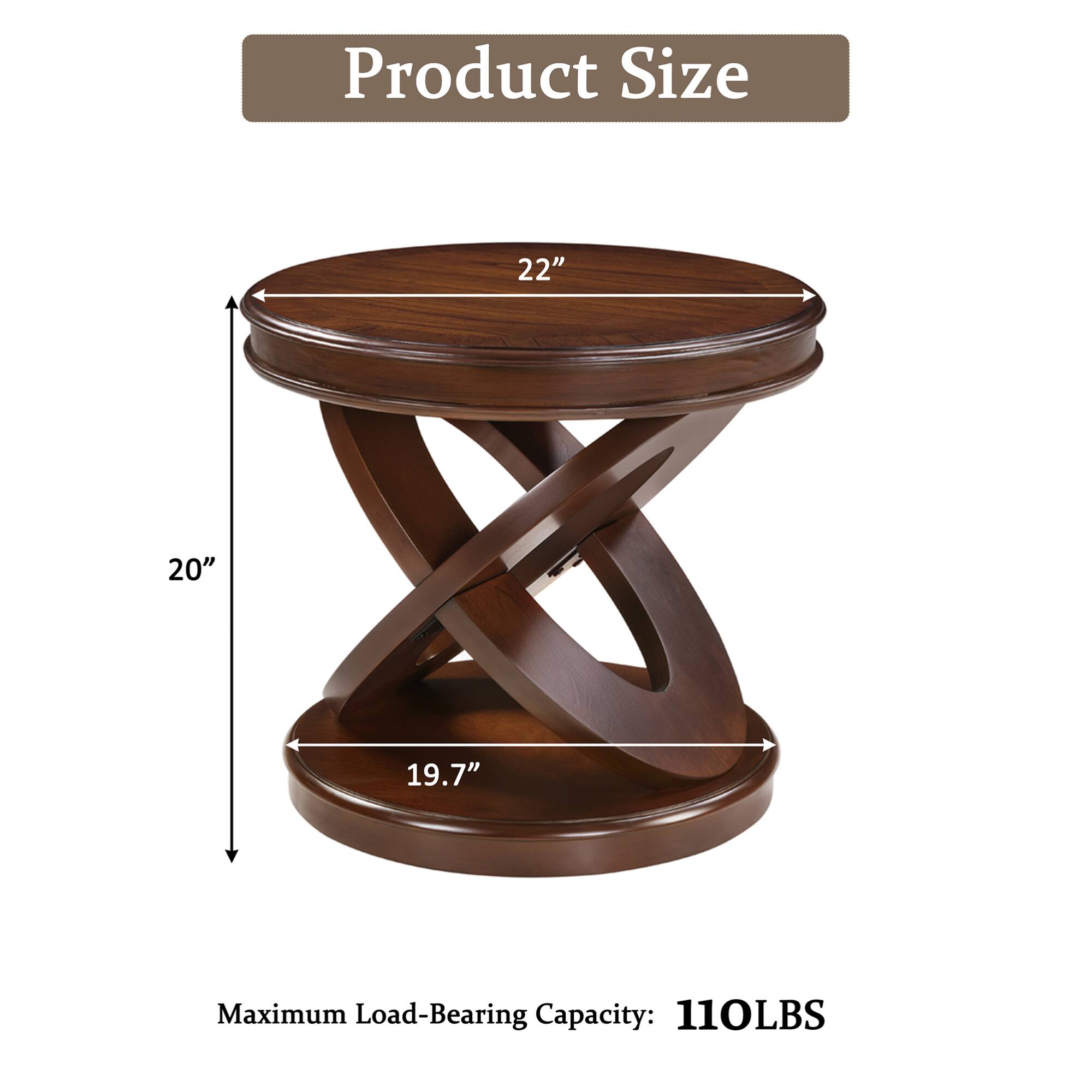 Product Size  
22" 20" 19.7"  
Maximum Load-Bearing Capacity: 110LBS