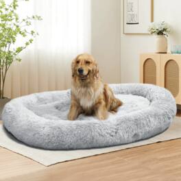 Mirfee - Large Orthopedic Dog Bed 67x43 Inches, Machine Washable, Non-Slip Bottom & Handles for Safety and Portability - Gray