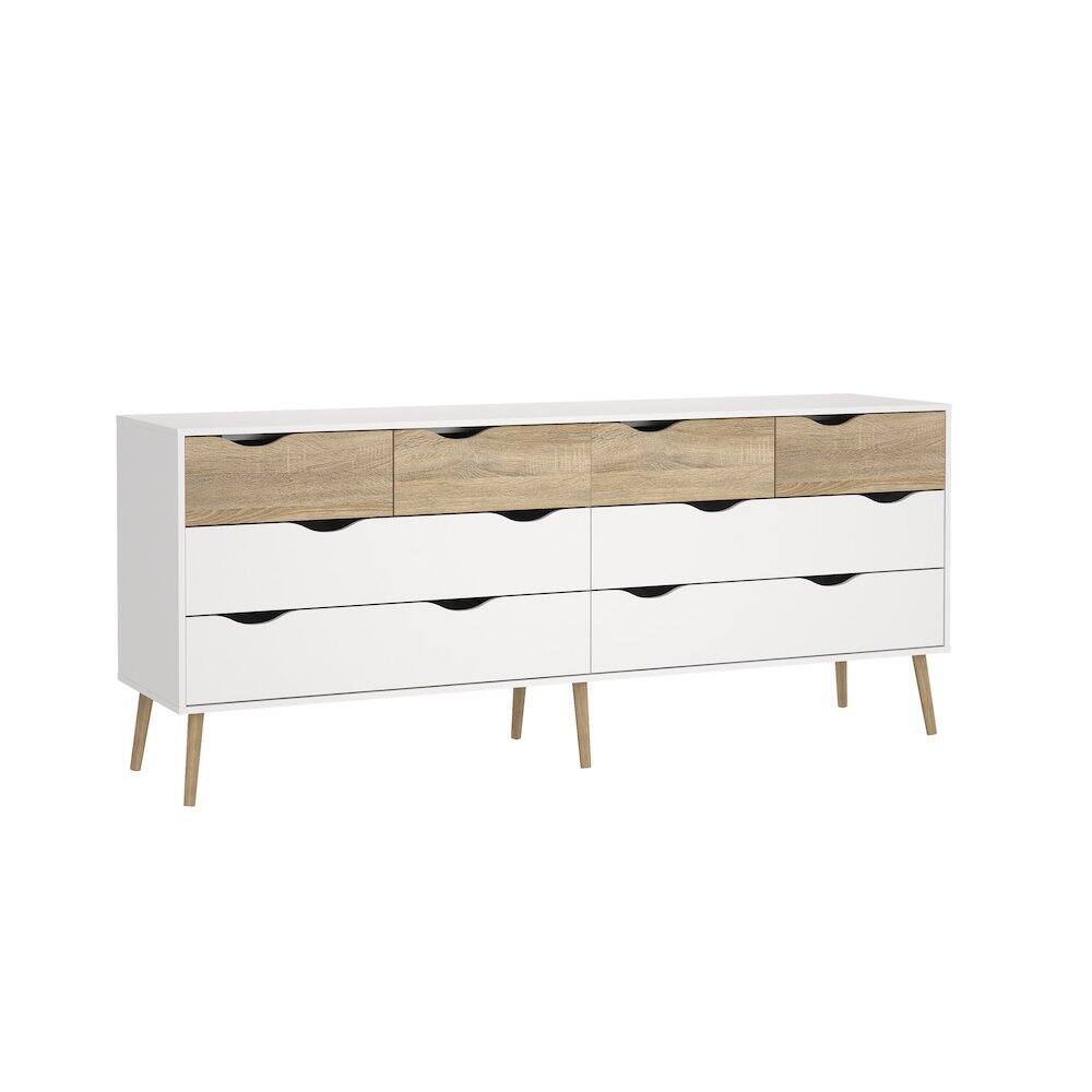Left. Tvilum - Diana 8 Drawer Double Dresser/Oak Structure - White.