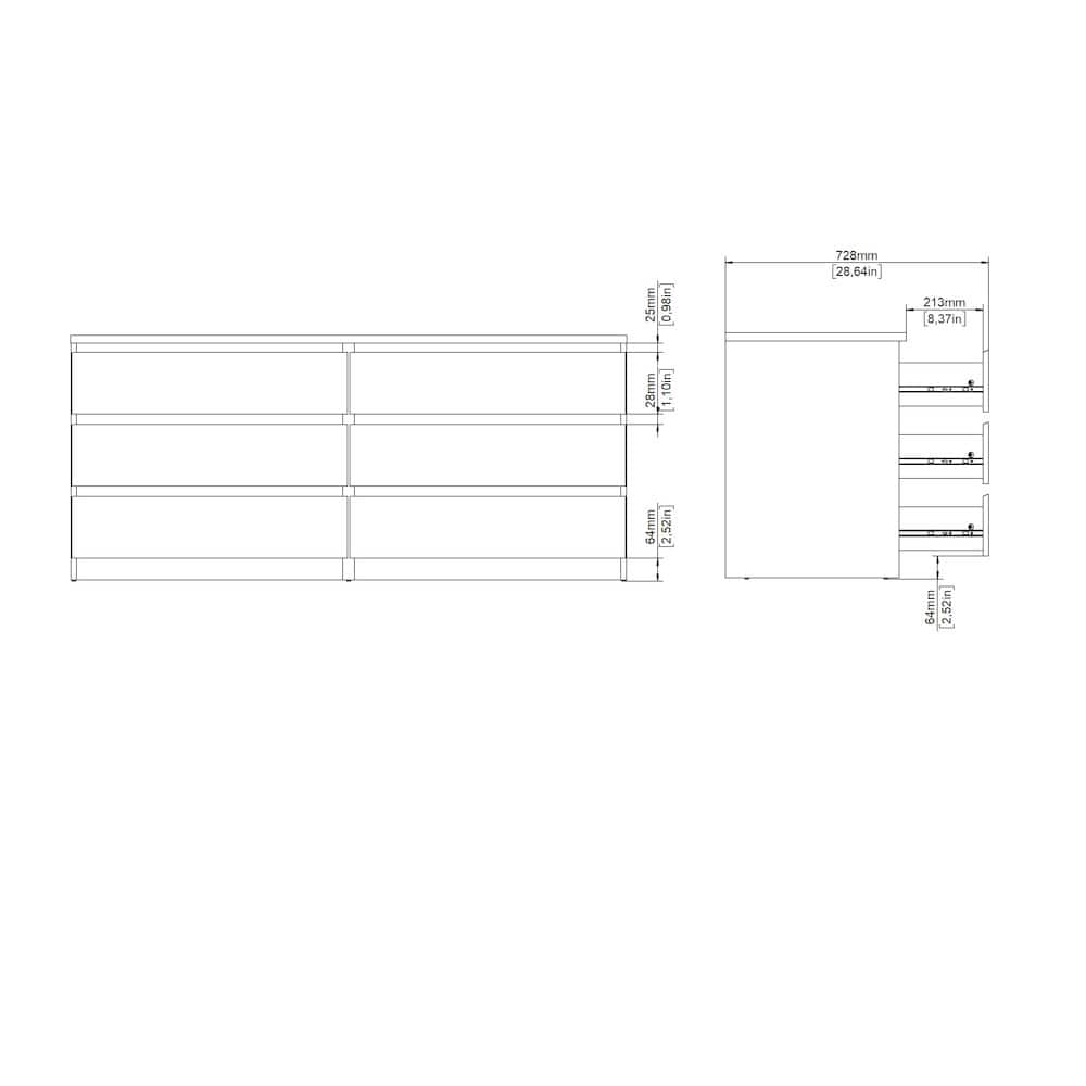 Tvilum Scottsdale 6 Drawer Double Dresser Matte Black 70296gm