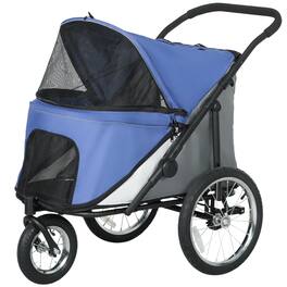 Pawhut - Wheels Dog Stroller w/ One-Hand Fold, Rubber Wheels, Storage Bag, Soft Cushion