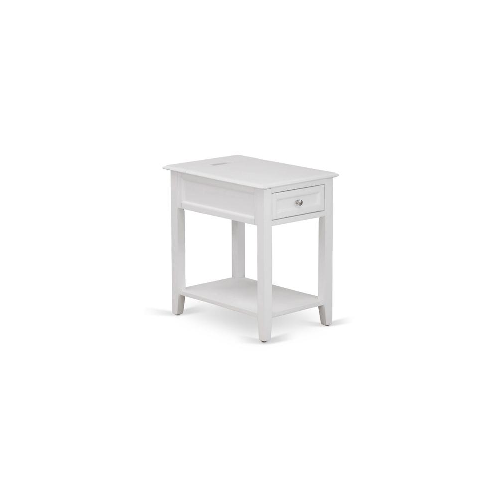 Front. East West Furniture - East West Furniture DE-05-ET Modern Wood Night Stand with 1 Mid Century Modern Drawers, Stable and Sturdy Constructed - - White.