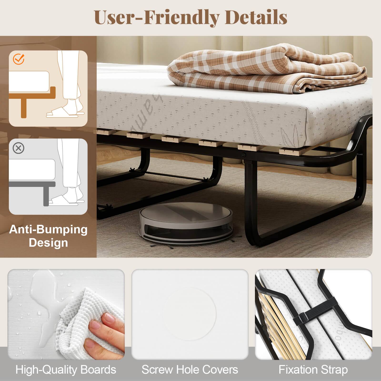 User-Friendly Details

- Anti-Bumping Design
- High-Quality Boards
- Screw Hole Covers
- Fixation Strap