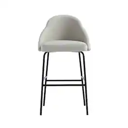 Manhattan Comfort - Gracie Modern Metal Upholstered Barstool - Stone Gray and Black