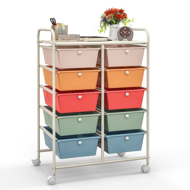 WELLFOR - 10-Drawer Utility Rolling Storage Cart with Metal Tabletop & Metal Frame, Drawer Organizer with Wheels - Multicolor price history on PriceWatchPro