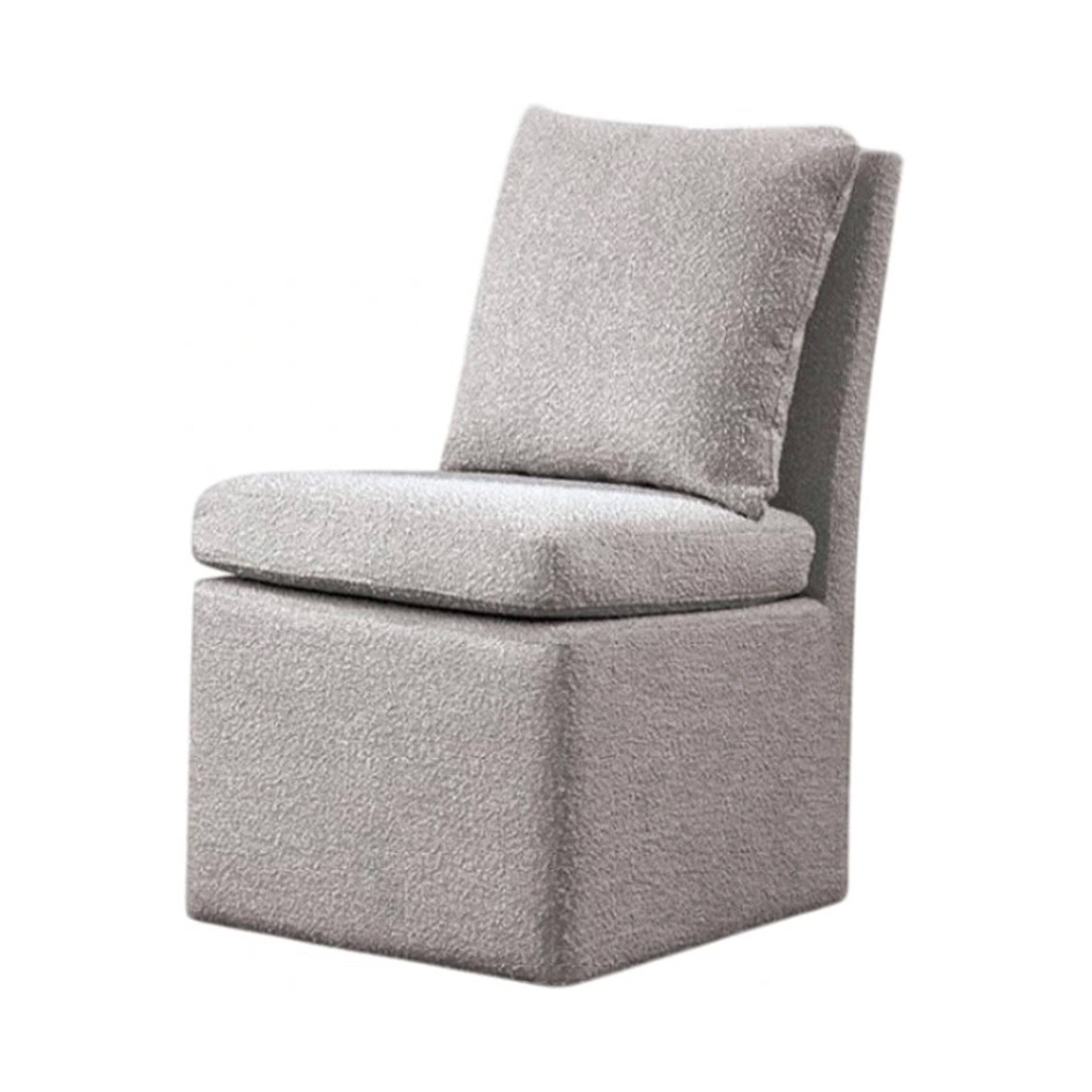 Alt View 1. Manhattan Lane - Ager Side Dining Chair with Caster Wheels, Light Gray Boucle Chenille - Light Gray.