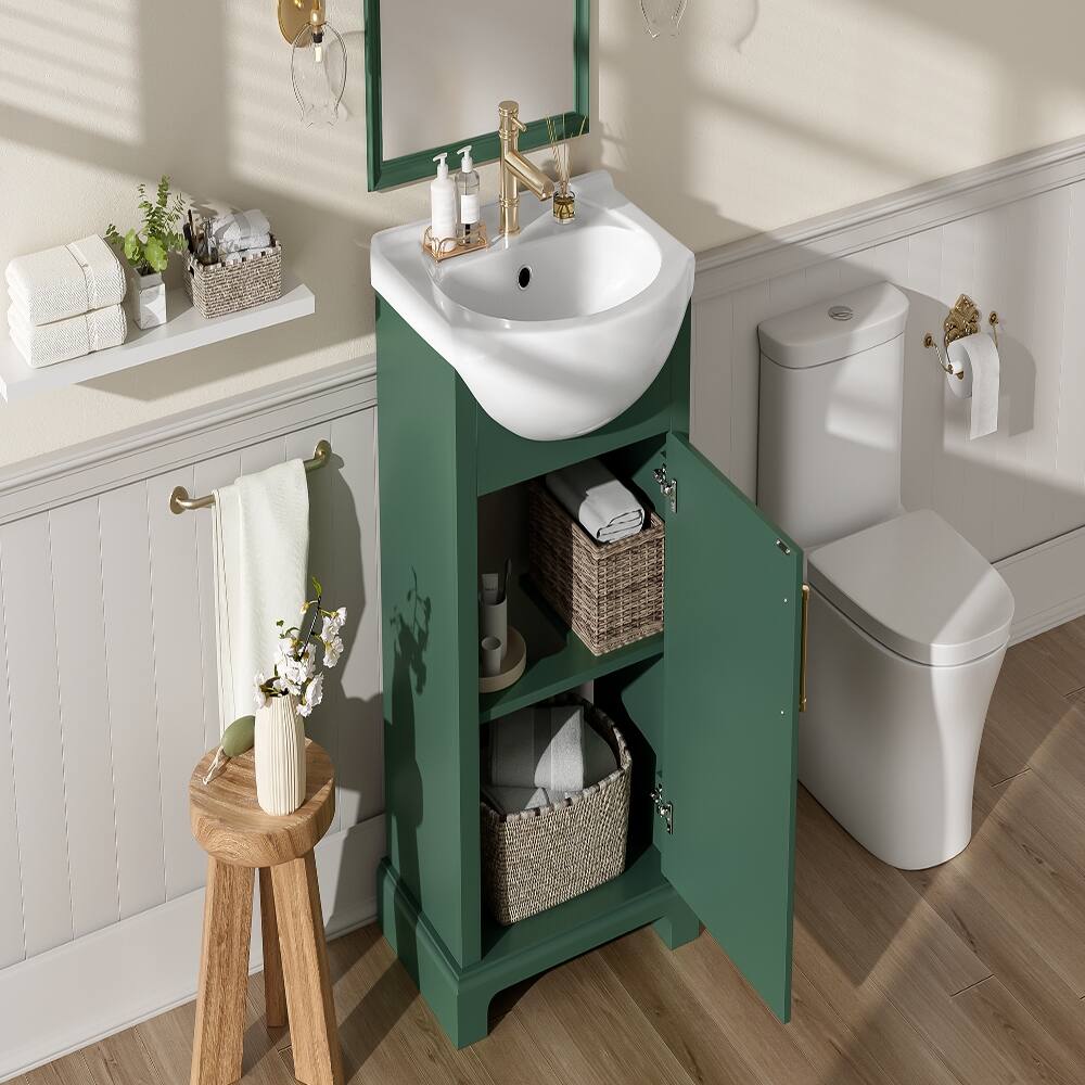 Alt View 7. Loheer - Loheer 20 inch bathroom vanity with ceramic sink, freestanding single vanity set, green - Green.