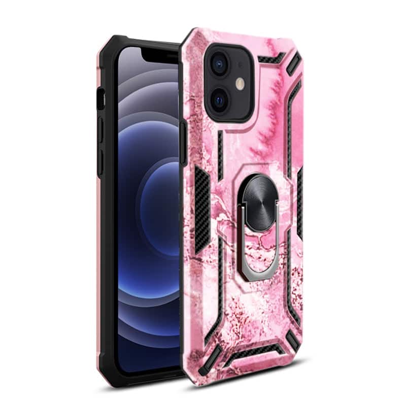 Reiko - Phone Case With Magnetic Ring Holder For Iphone 12 Mini In - Pink