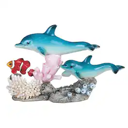 FC Design - 8.75"W Dolphins with Clownfish Figurine Statue Desk Tabletop Home Decor Gift - Multi-Color