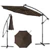 Front. Costway - 10FT Patio Solar-Lighted 112 LED Cantilever Offset Umbrella Crank Tilt Outdoor - Coffee.