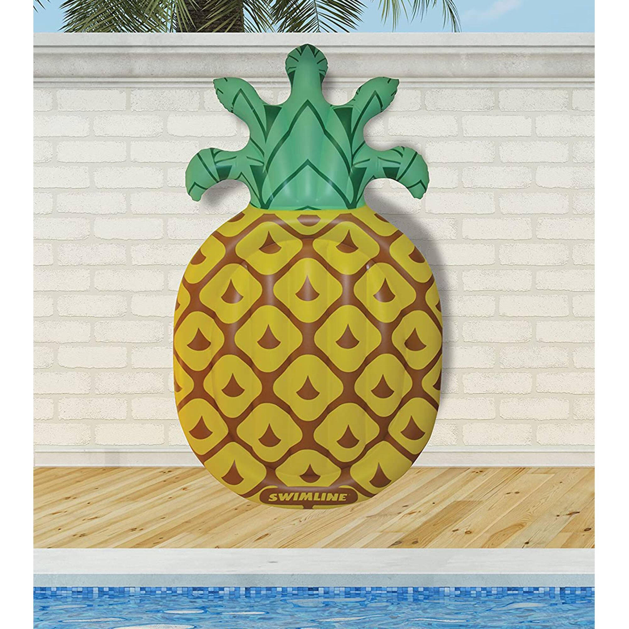 Alt View 2. Swimline - Swimline Jumbo 88" x 50" Inflatable Tropical Pineapple Pool Float Island Lounger - Pineapple.