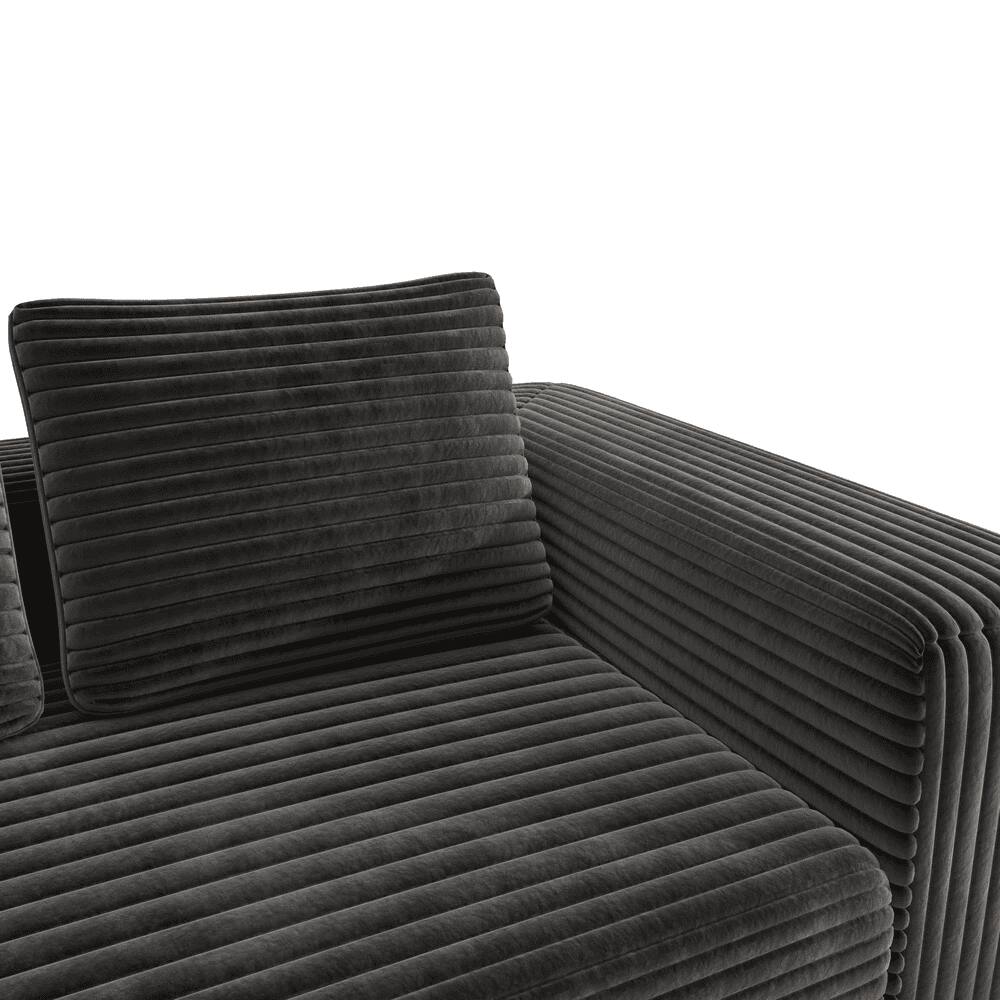 Alt View 10. Kadyn - 2-Seater Corduroy Memory Foam Floor Sofa in a Box, No Assembly for Living Room - Black.