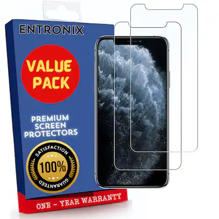ENTRONIX
VALUE PACK
PREMIUM SCREEN PROTECTORS
SATISFACTION 100% GUARANTEED
ONE - YEAR WARRANTY