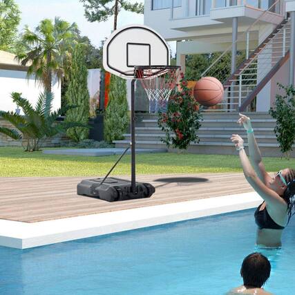 Front. Resenkos - Adjustable Basketball Hoop with 30" Backboard for Indoor and Outdoor Use - Black - Black.