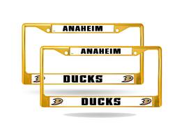 Rico Industries - Anaheim Ducks Gold Painted Chrome Metal (Set of 2) License Plate Frames - Multi