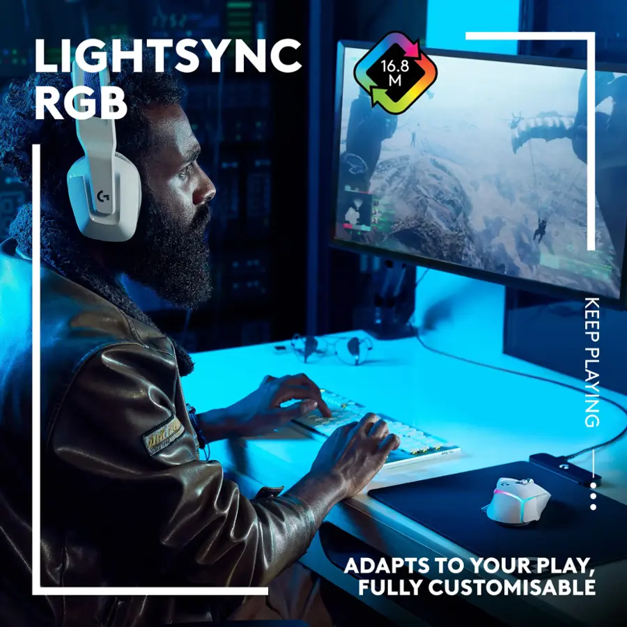 LIGHTSYNC 16.8 M RGB  76   KEEP PLAYING ADAPTS TO YOUR PLAY, FULLY CUSTOMISABLE