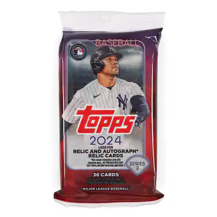 BASEBALL
TOPPS 2024
LOOK FOR RELIC AND AUTOGRAPH*
RELI C CARDS may contain redemption cards with expiration dates. (NO PURCHASE NECESSARY. VISIT TOPPS.COM/PM FOR DETAILS AND ENTRY.)
36 CARDS
PACKS WITH A SPECIAL INSERT MAY CONTAIN ONLY 28-34 CARDS
MAJOR LEAGUE BASEBALL®
SERIES 2