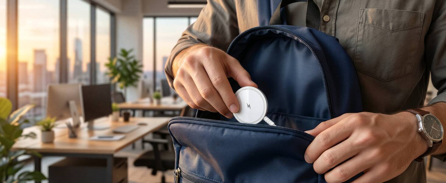 Alt View 9. Core Tech - Magnetic Wireless Charging Pad with USB-C Cable and USB-A Adapter, 1-Pack - White.