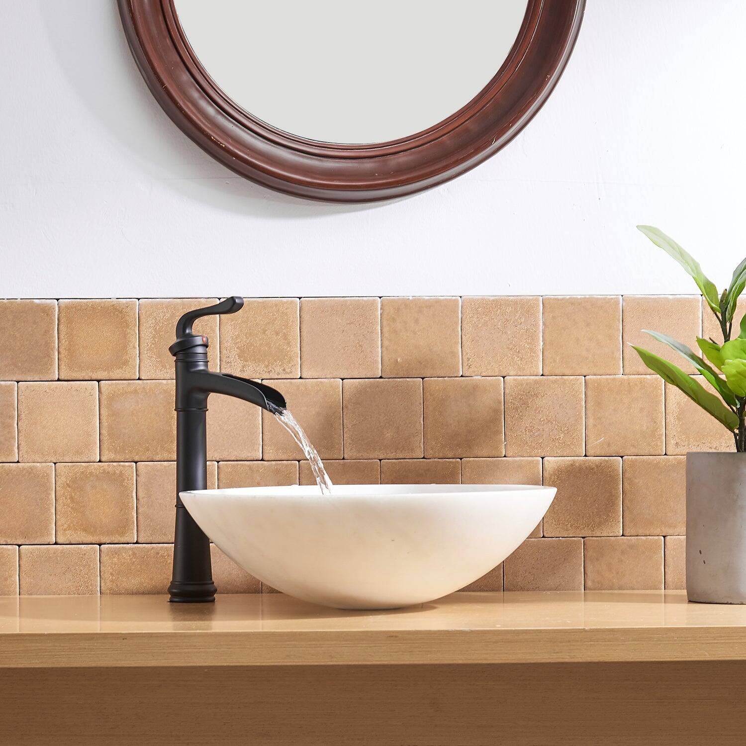 Alt View 5. Boyel Living - Waterfall Single Handle Single Hole Vessel Bathroom Faucet with Pop-up Drain in Matte Black - Matte Black.