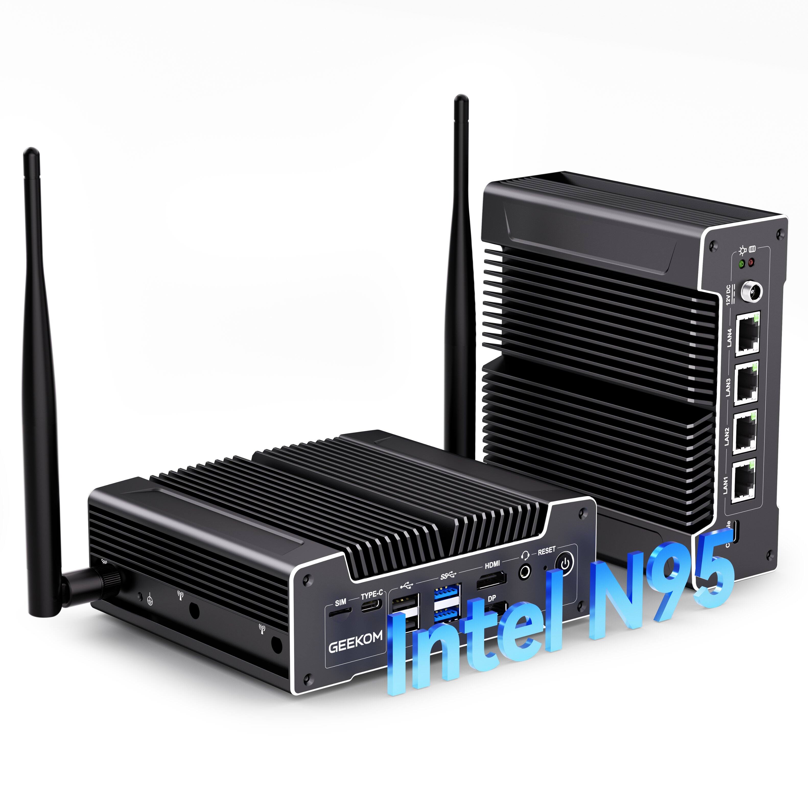GEEKOM - iX12 Fanless Mini PC, Intel 13th Alder Lake N95, 8GB DDR5 RAM& 256GB SSD, Windows 11 Pro Pre-installed - Dark Gray