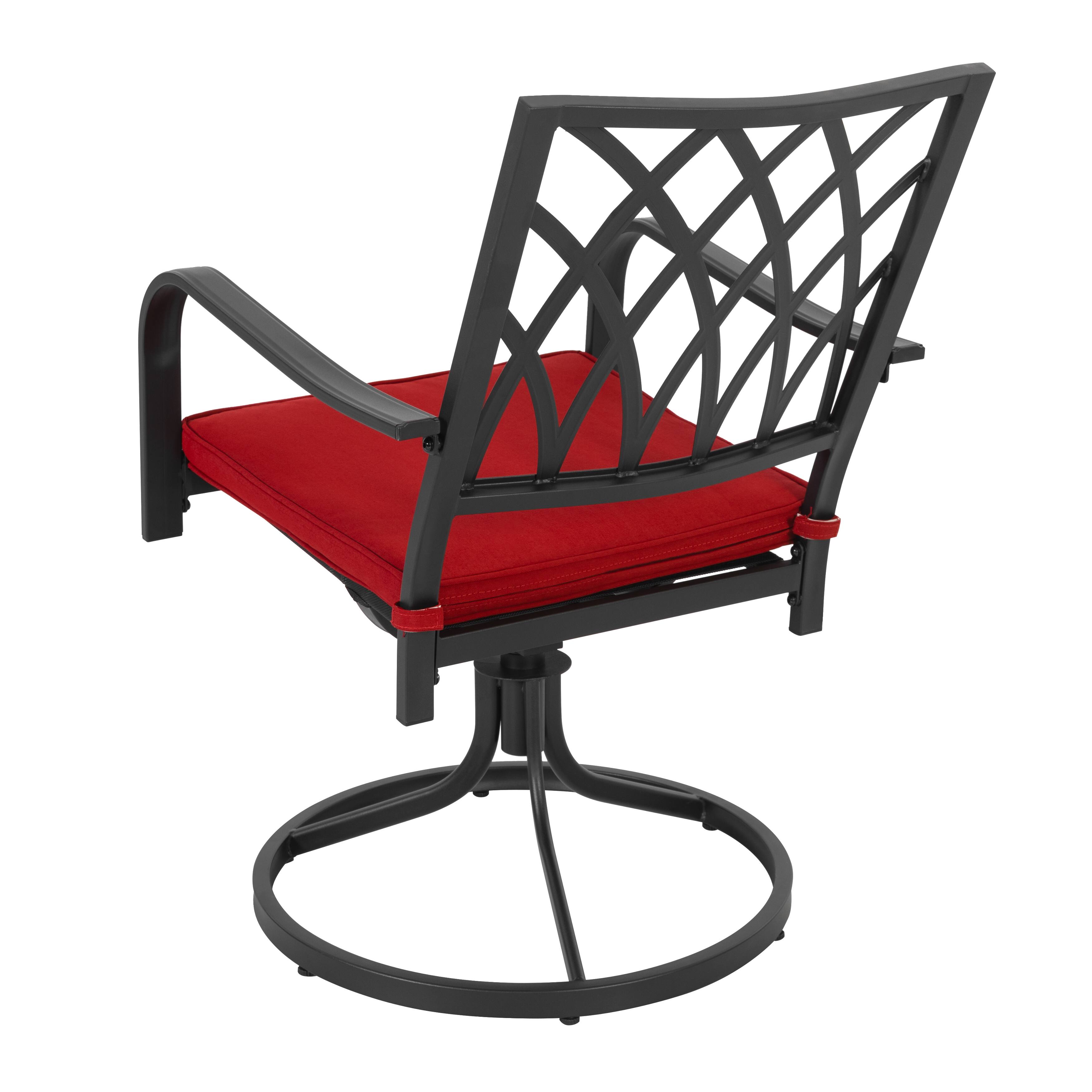 Alt View 8. Nuu Garden - Patio 2-Piece Dining Chairs, Outdoor Swivel Chairs with Cushions - Black and Red.