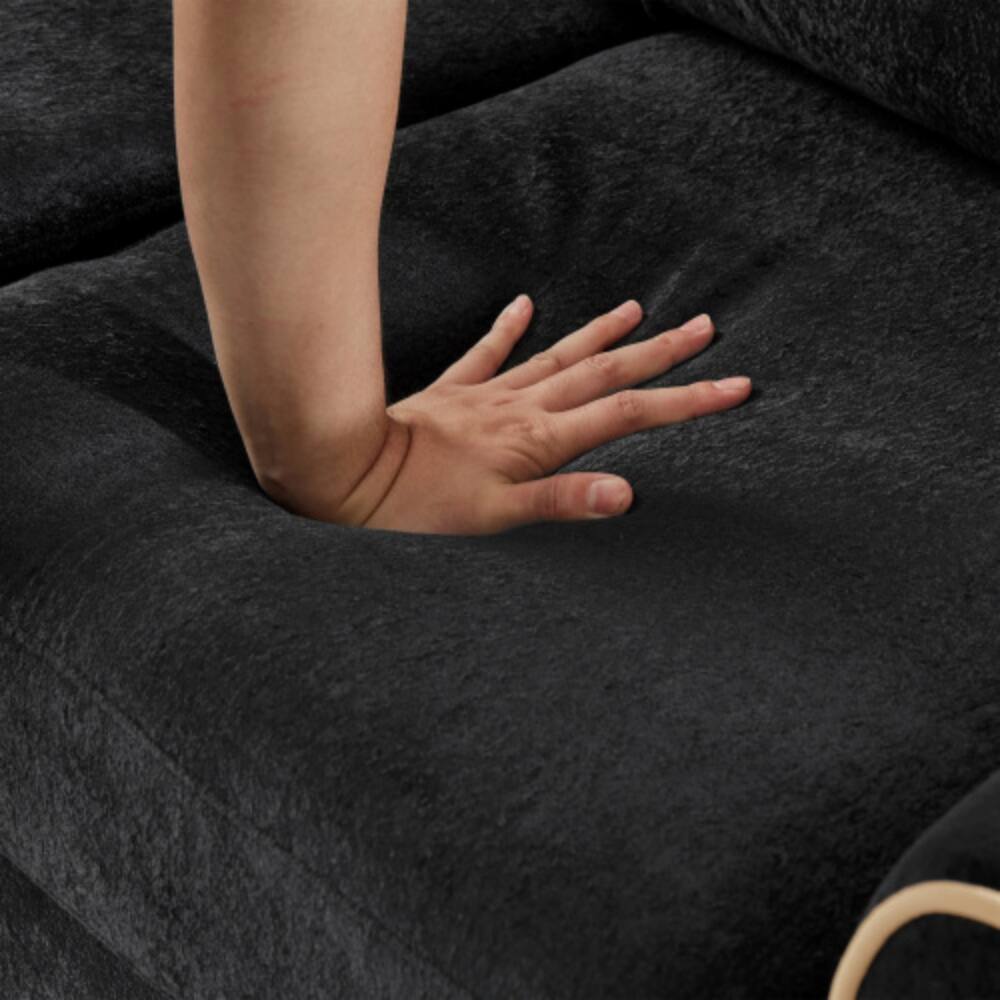 Alt View 4. LUCKY ONE - 58" Chenille Pull-Out Sleeper Loveseat Sofa Bed w/ Adjustable Backrest 4 Pockets USB - Black.
