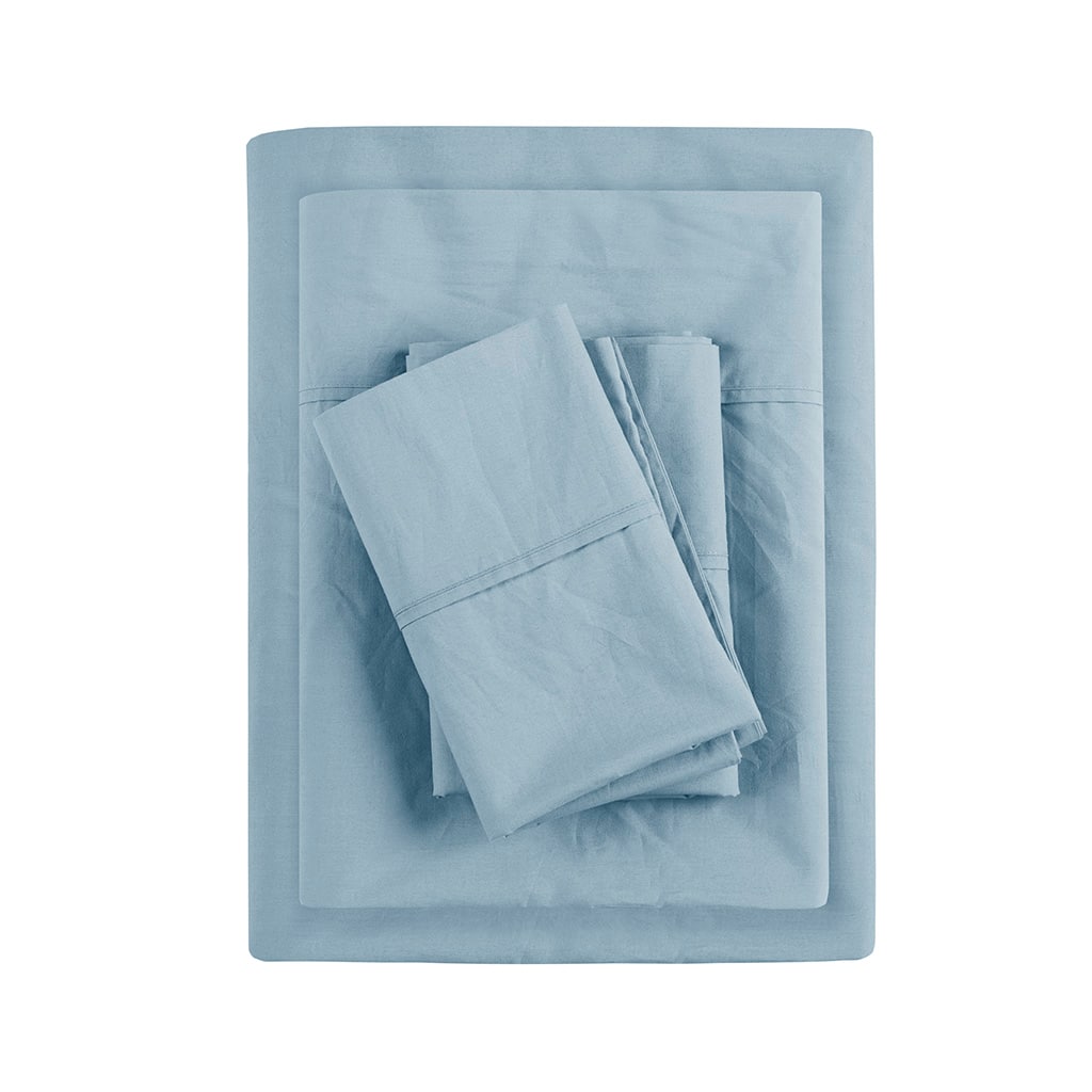 Gracie Mills - Clementine 200 Thread Count Year-Round Cotton Percale Sheet Set - Teal - Thumbnail 4