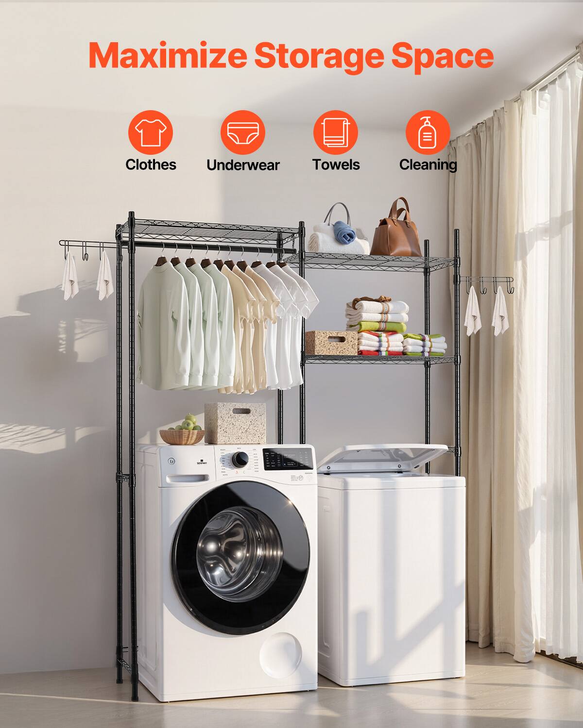 Maximize Storage Space

- Clothes
- Underwear
- Towels
- Cleaning