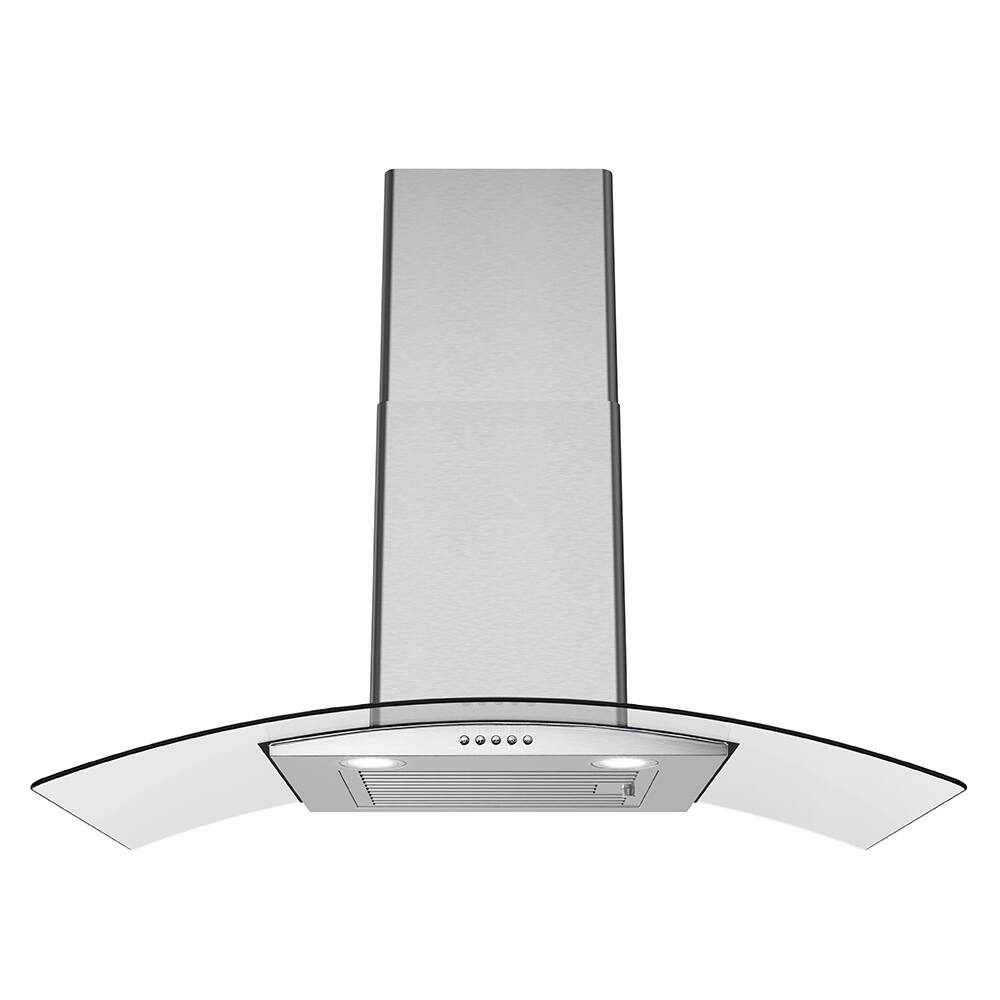 Front. Streamline - 36 in. Borsari Ducted Wall Mount 220 CFM Range Hood, Baffle Filters, Push Button Control, LED Lights - Brushed Stainless Steel.