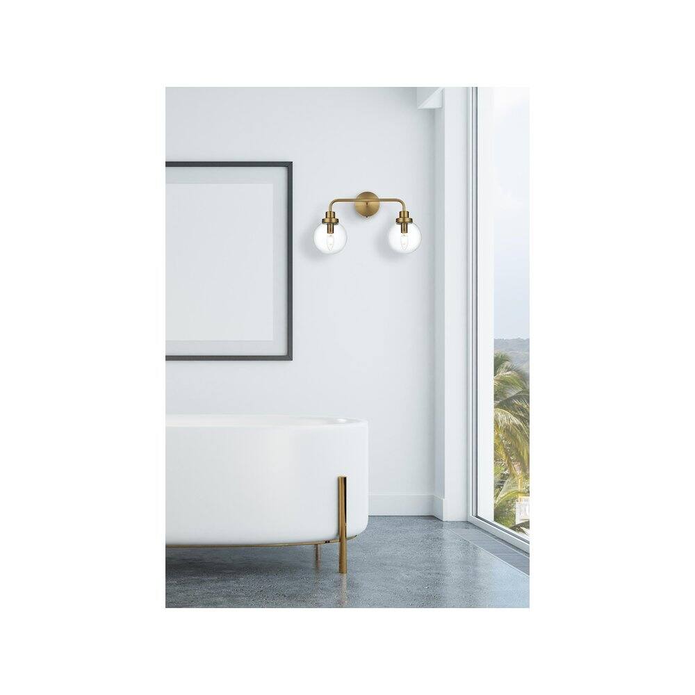 Alt View 4. Living District - Hanson 19 inch Wall Sconce in Satin Gold - Satin Gold And Clear.
