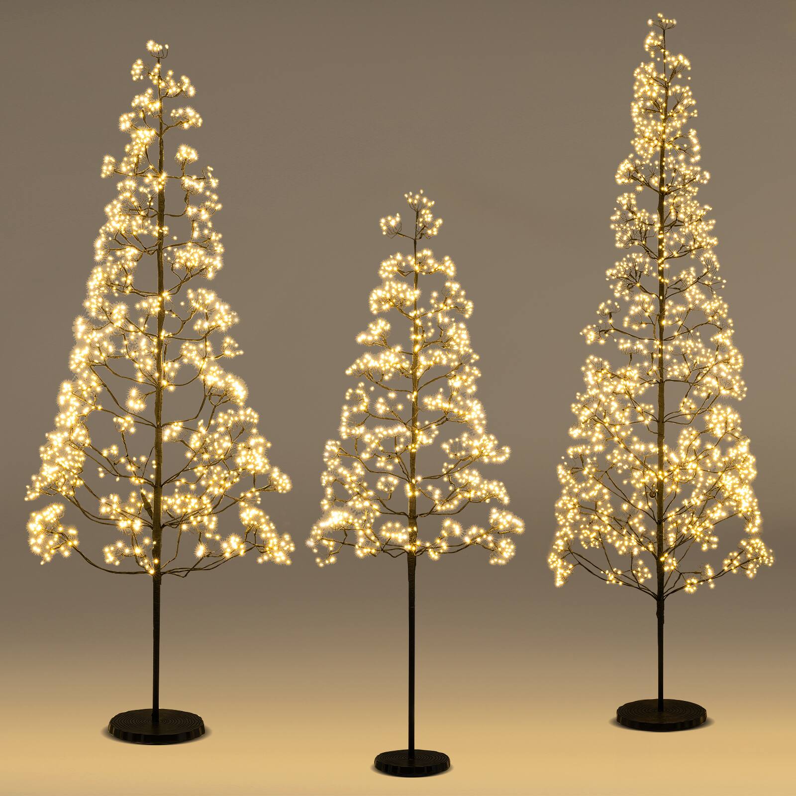 Alt View 9. Gymax - Gymax 7 FT Lighted Alpine Tree w/ 2100 White Light LED LightsWeighted Base for Party - Black.