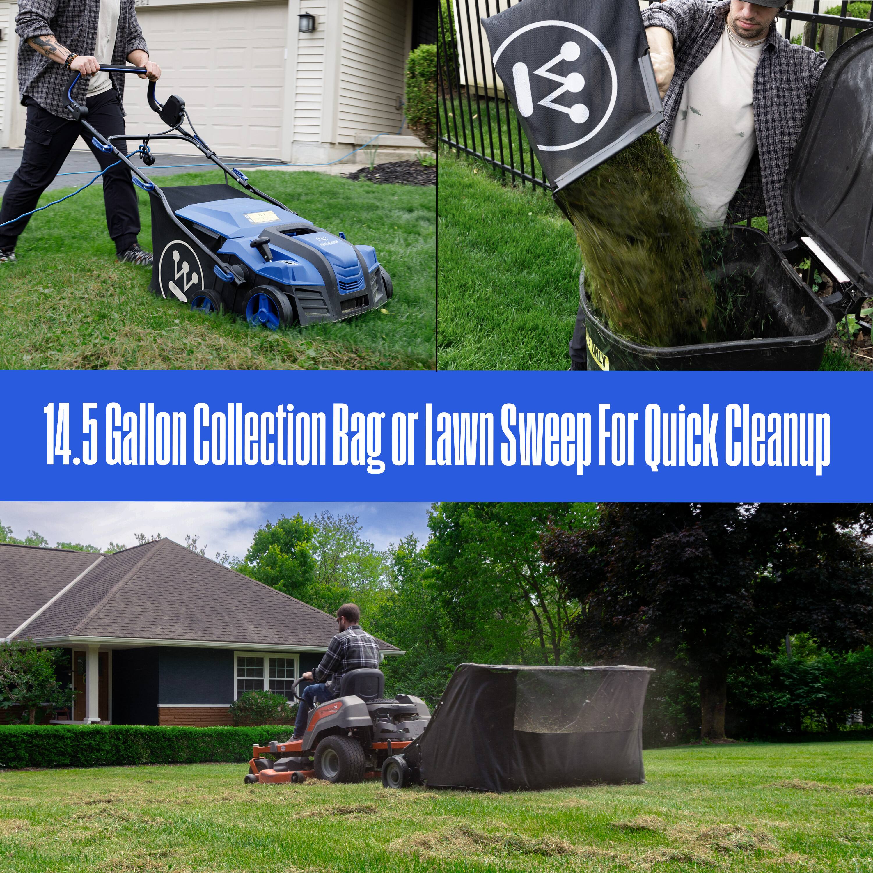 14.5 Gallon Collection Bag or Lawn Sweep For Quick Cleanup