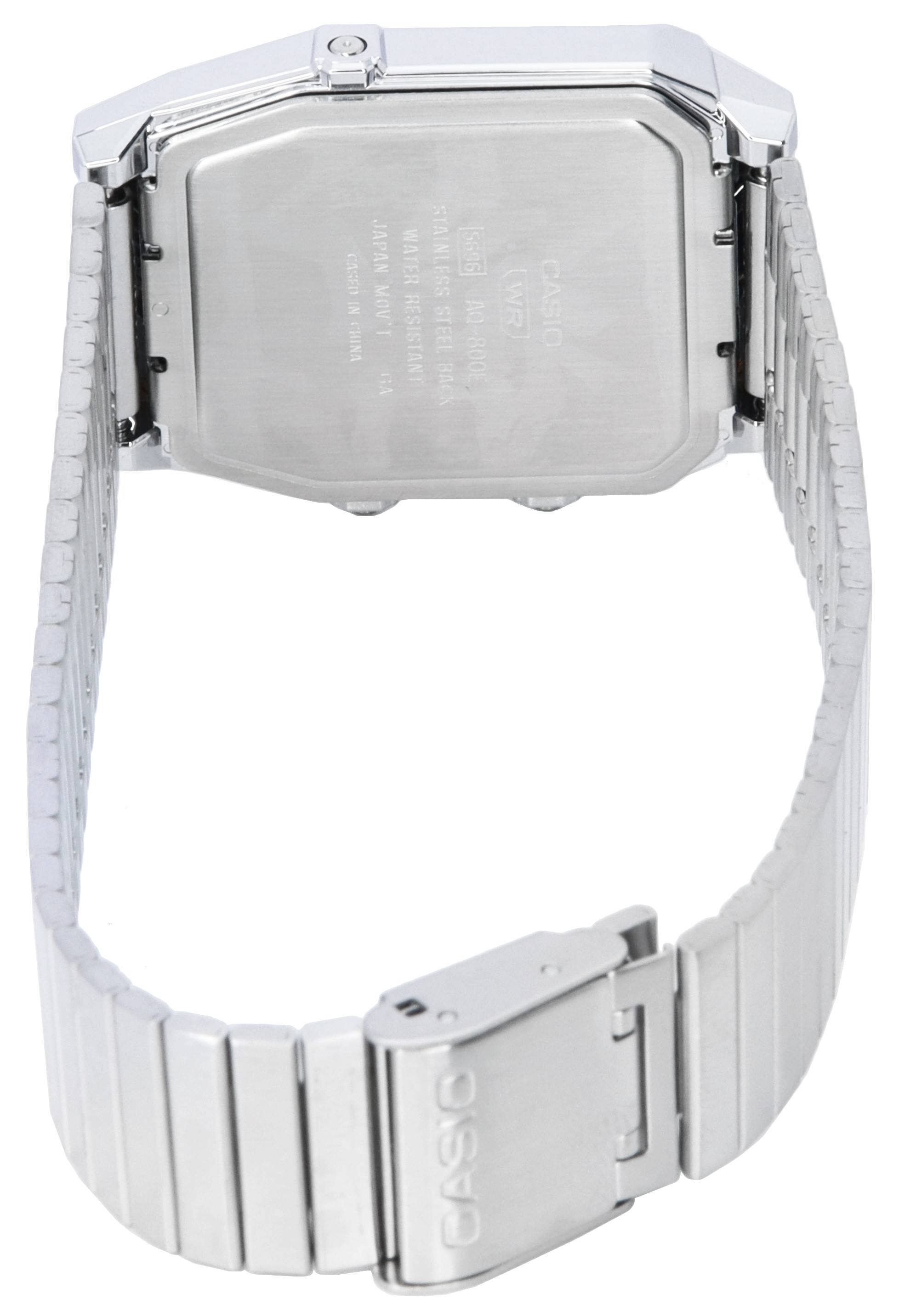 CASIO, JAPAN WATER STAINLESS MOV'T - RESISTANT STEEL Q (WR) CASIO CHINA AQ-800E, GA BACK 7 CASO