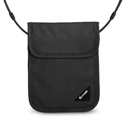 Front. Pacsafe - Pacsafe Coversafe X75 Anti-theft RFID Blocking Neck Pouch Black - Black.