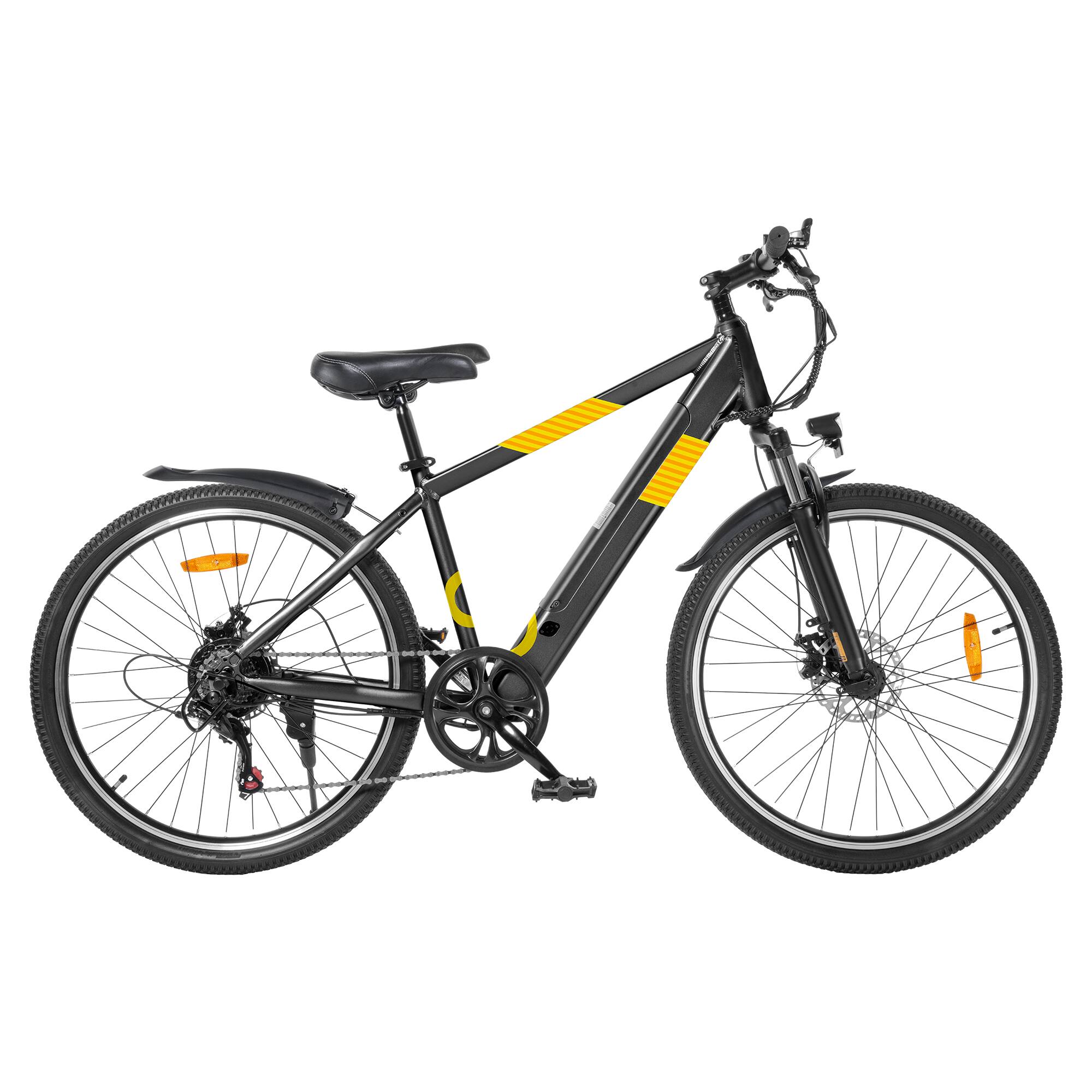 Left. MIHOVER - 550W Adult Electric Bike, 750W Peak, 26 in. Wheels, 48V 7.8Ah Battery, 20–25 Mile Electric Range, UL Certified - Black.