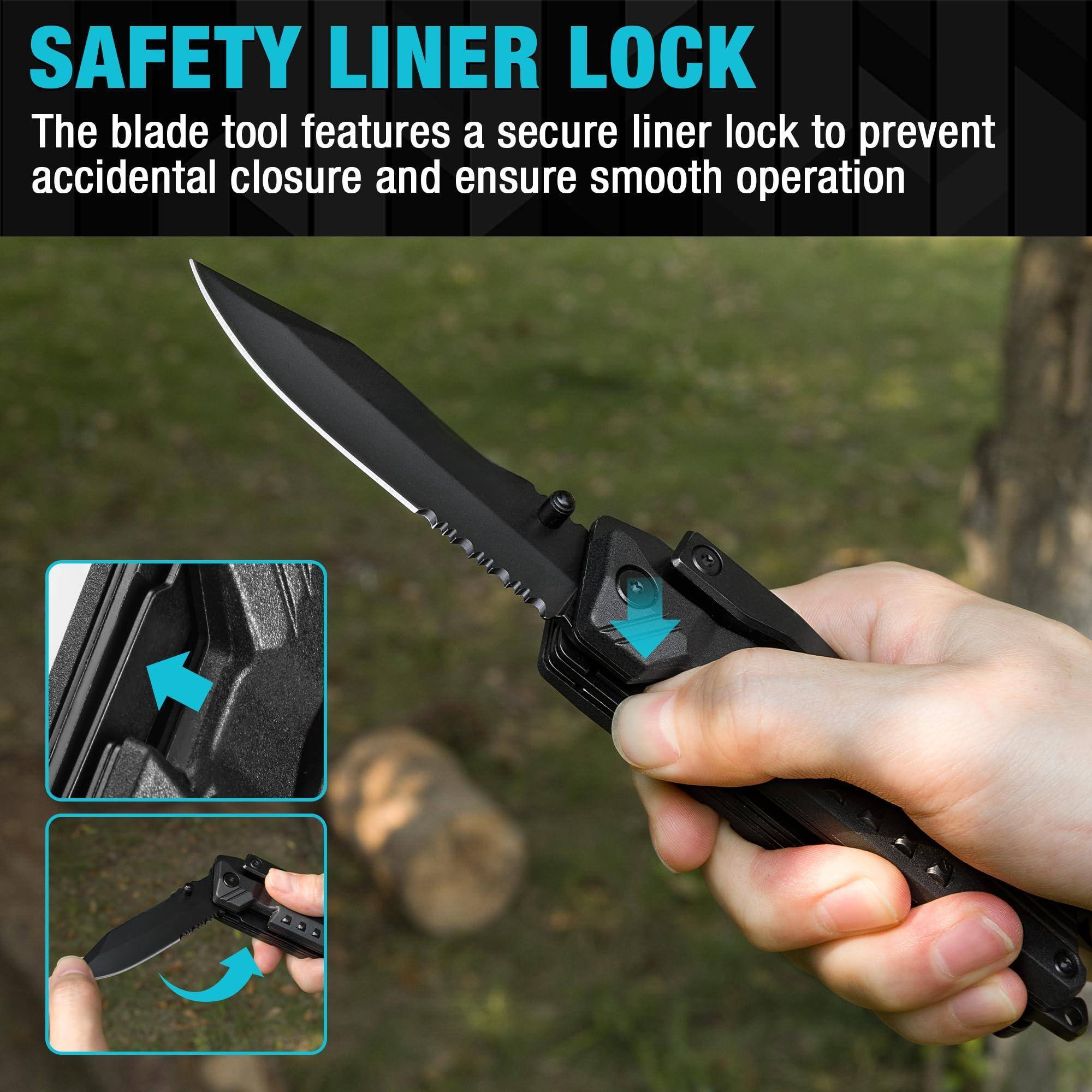SAFETY LINER LOCK

The blade tool features a secure liner lock to prevent accidental closure and ensure smooth operation.